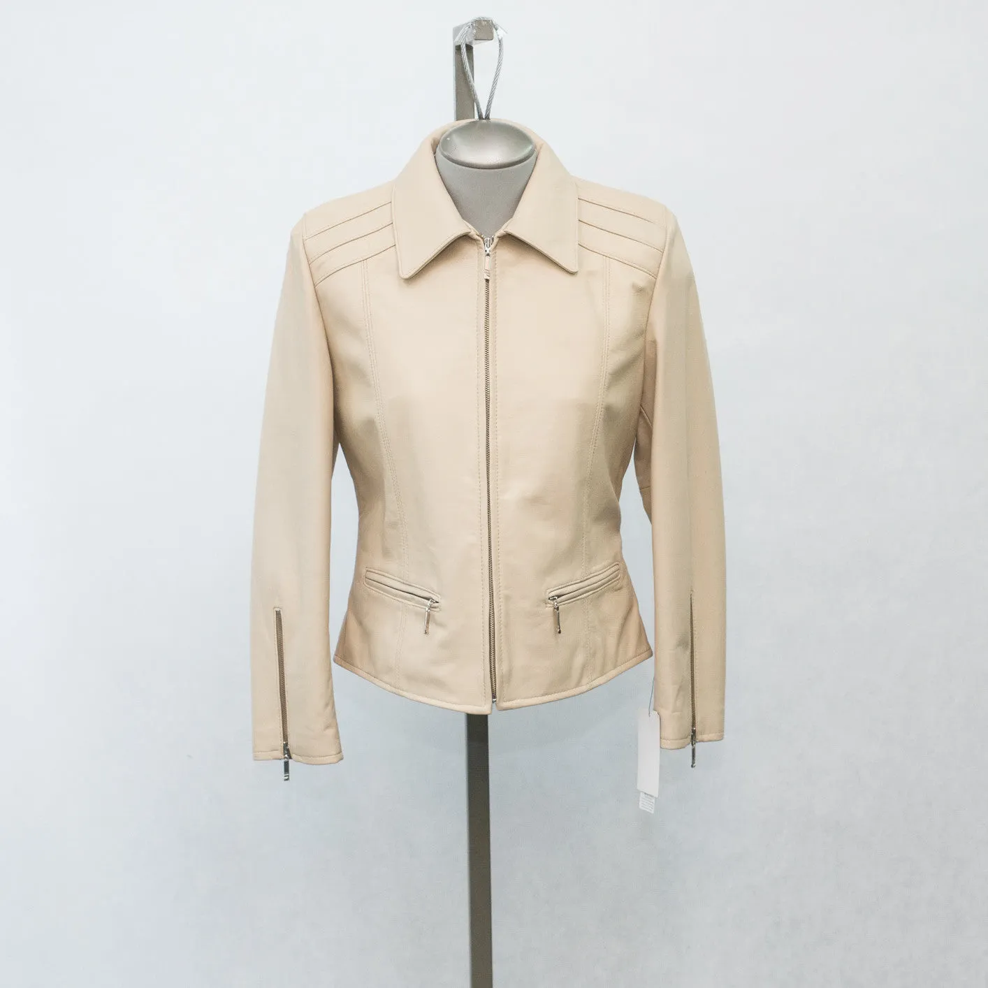 6064 Clearance - Ladies' Bomber Jacket -  Bone Lambskin - Size 8