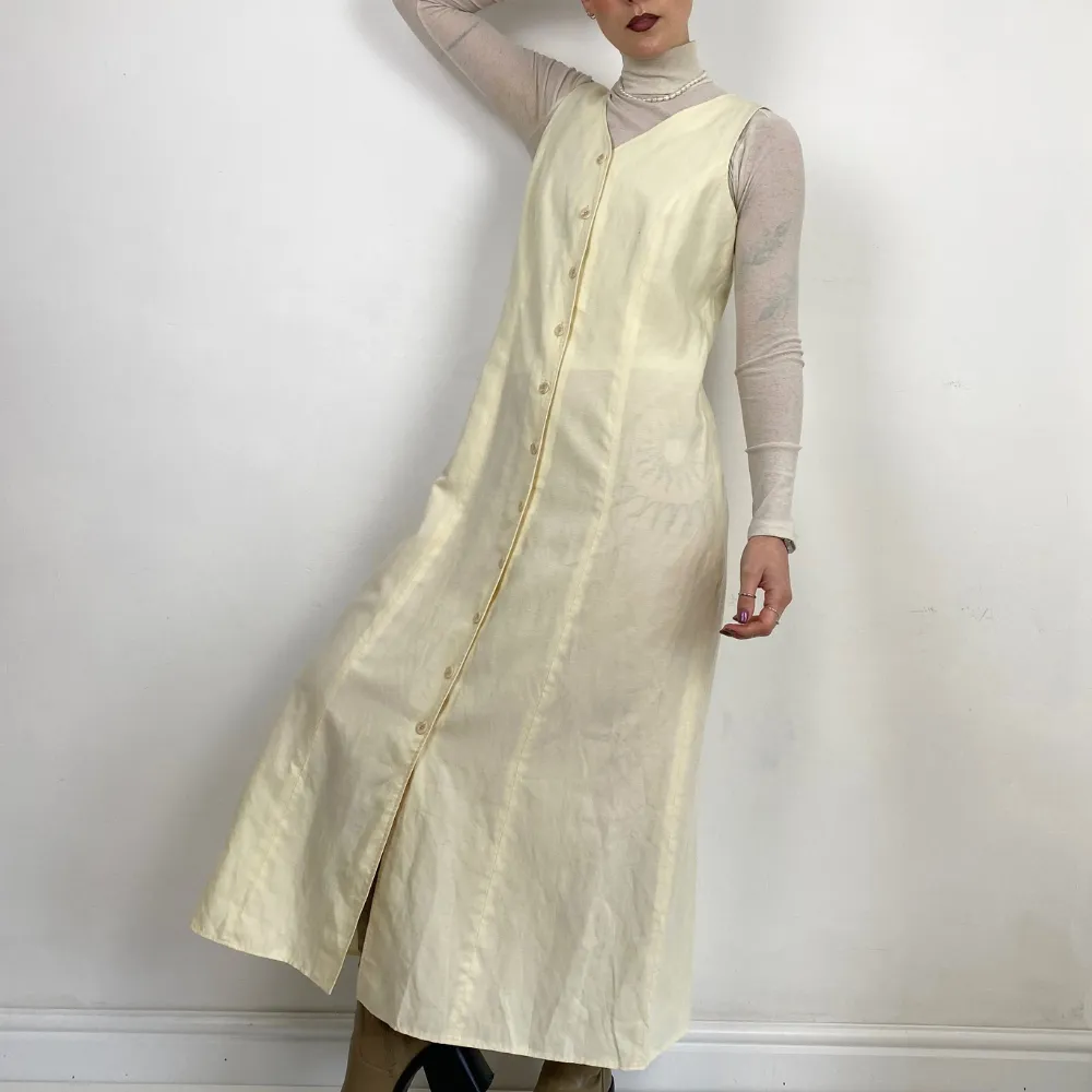 Button Up Cream Dress - SMALL