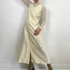 Button Up Cream Dress - SMALL