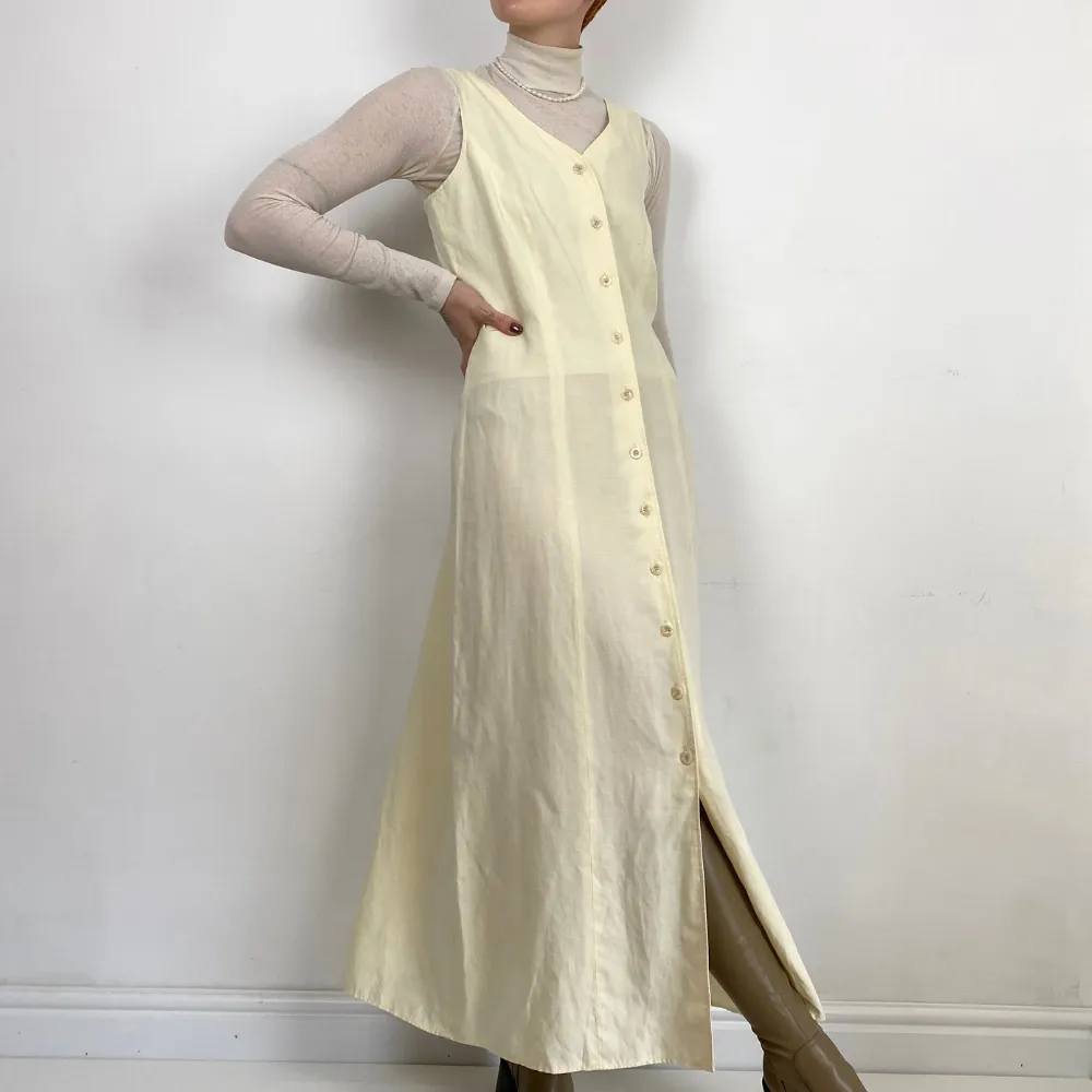 Button Up Cream Dress - SMALL