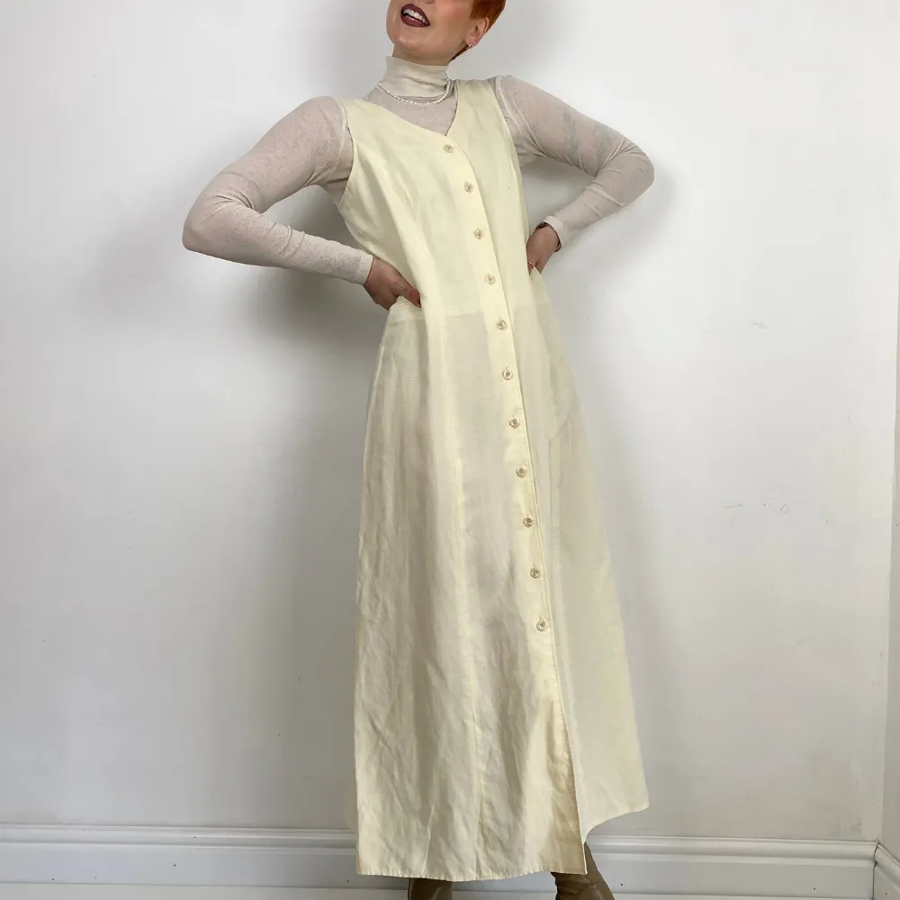 Button Up Cream Dress - SMALL