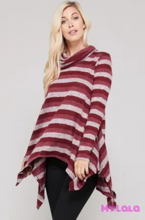 Calie Cowl Neck Trapeze Sweater (Wine)