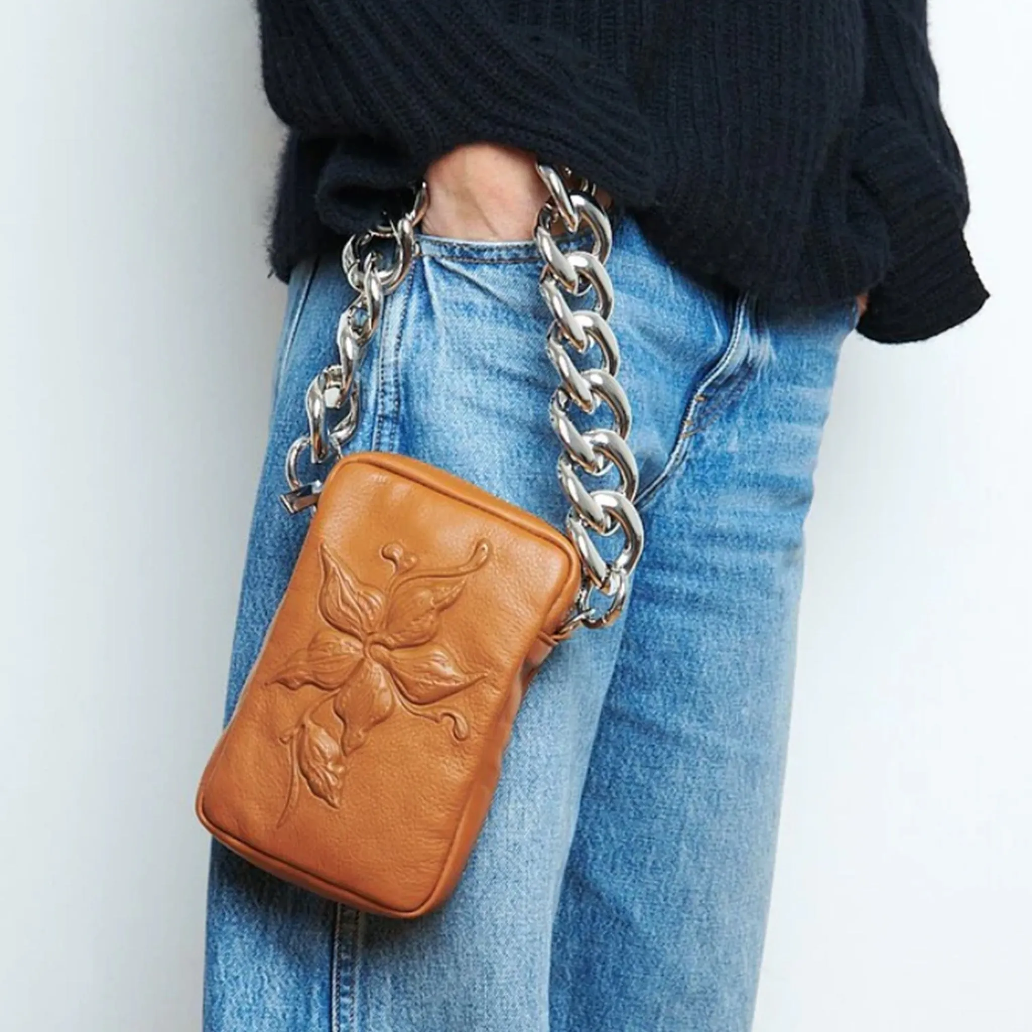 Chunky Metal Bag Chain - Silver