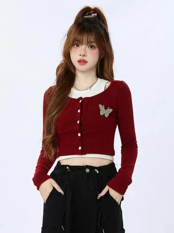 Cropped Two-piece Knit Top