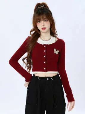 Cropped Two-piece Knit Top