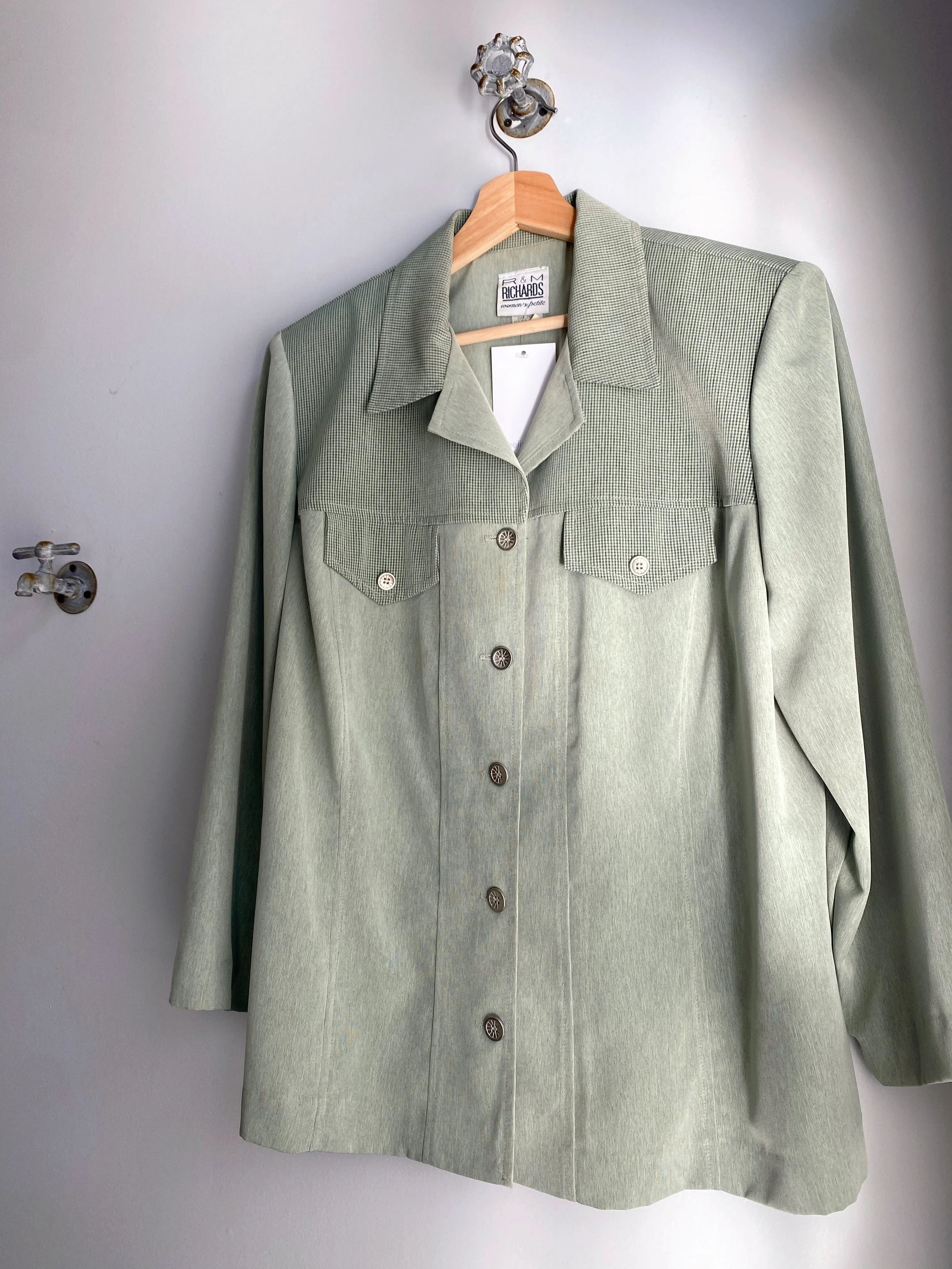Green Checkered Button Up