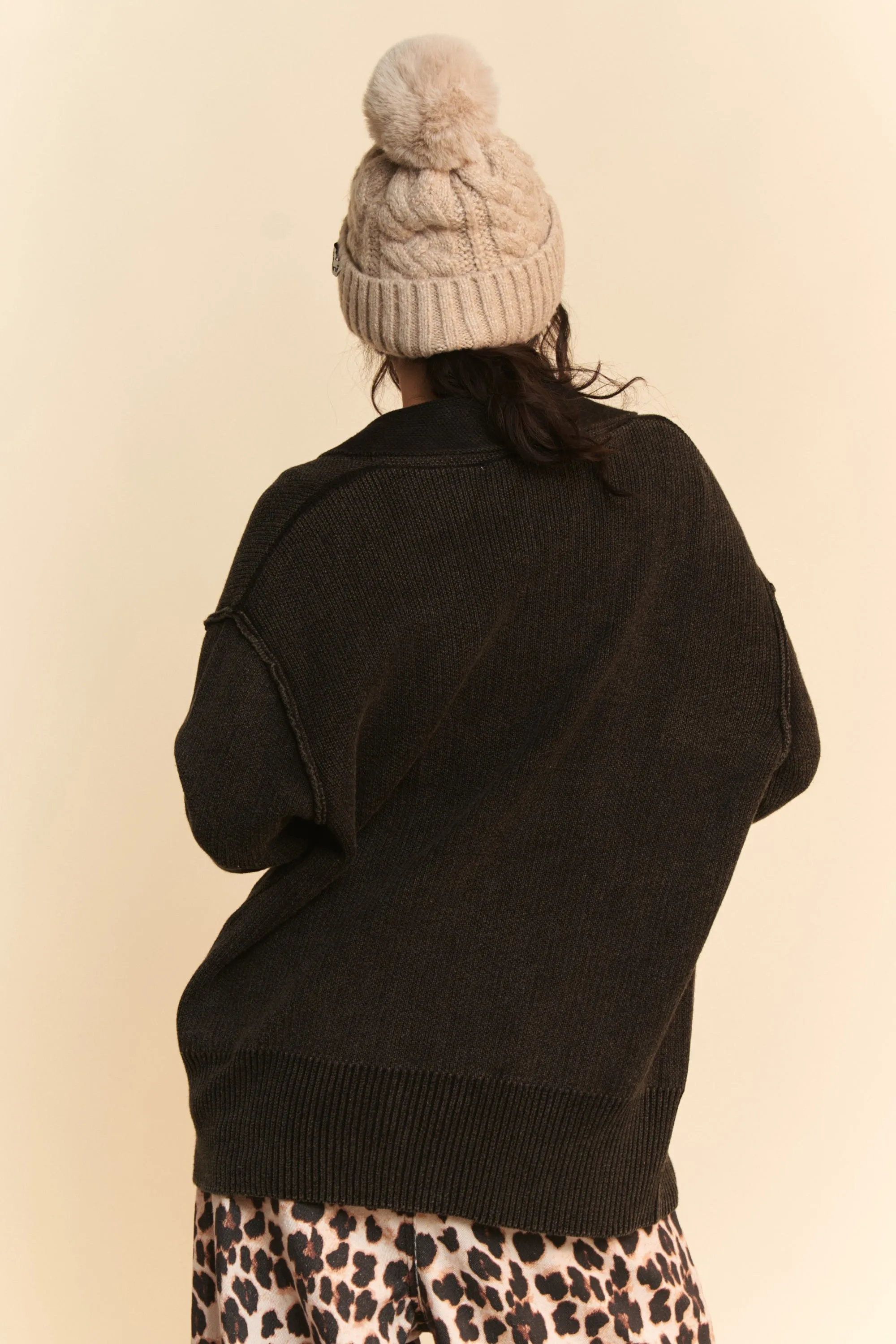 Oversized Button-Up Cotton Cardigan