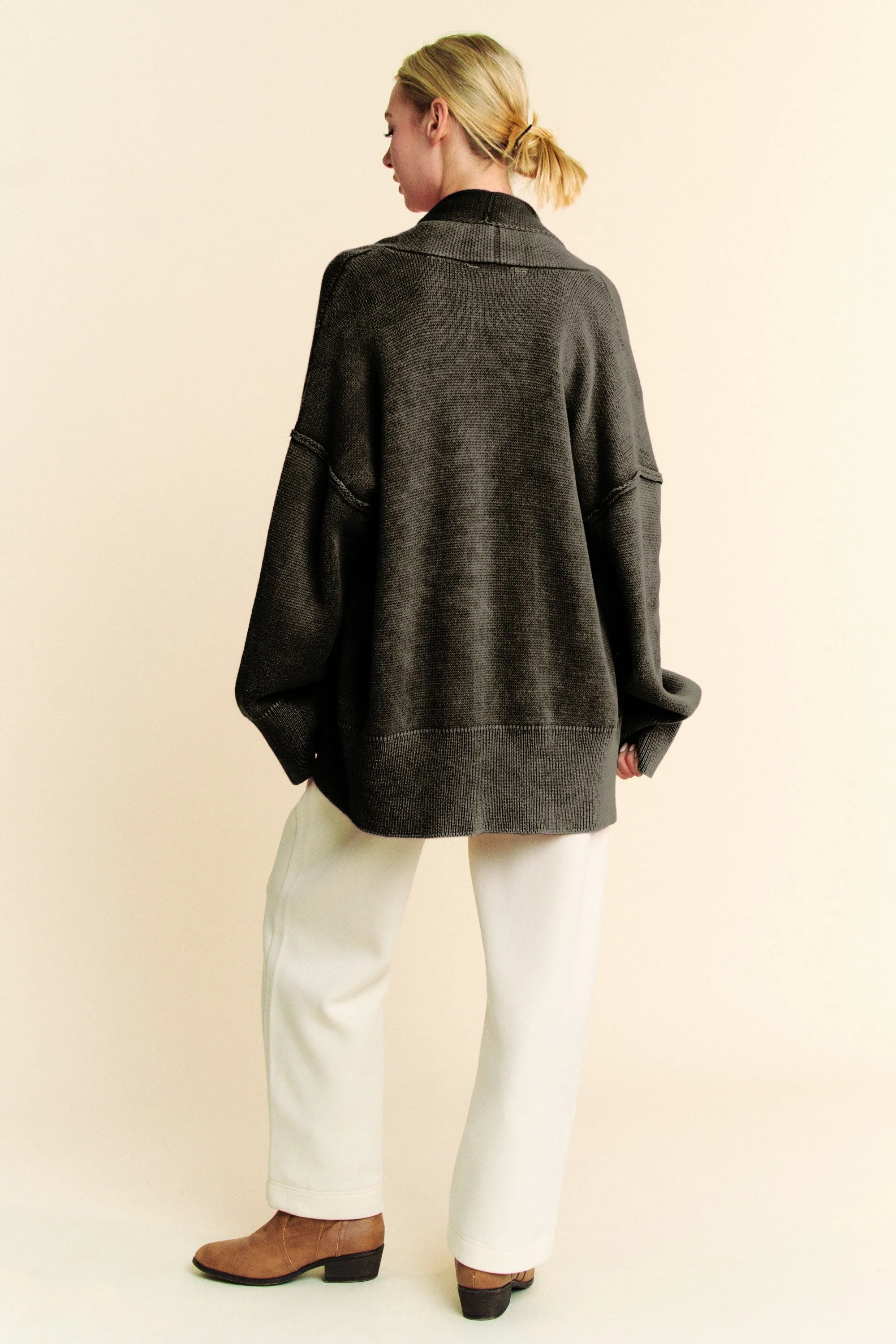 Oversized Button-Up Cotton Cardigan