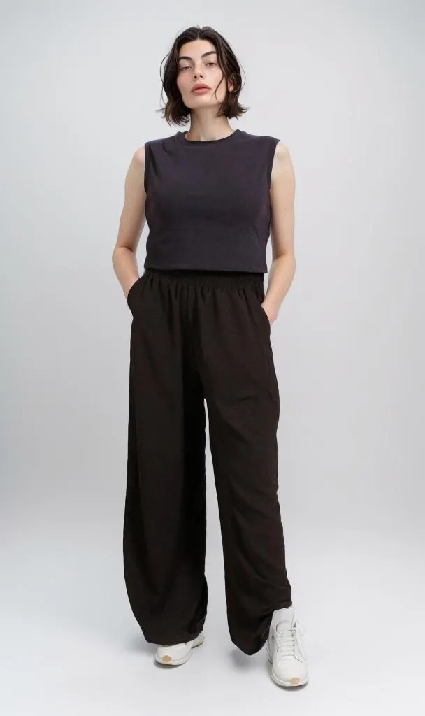 R207245 - Ribbed Sleeveless Cropped Tank Top - Navy Blue