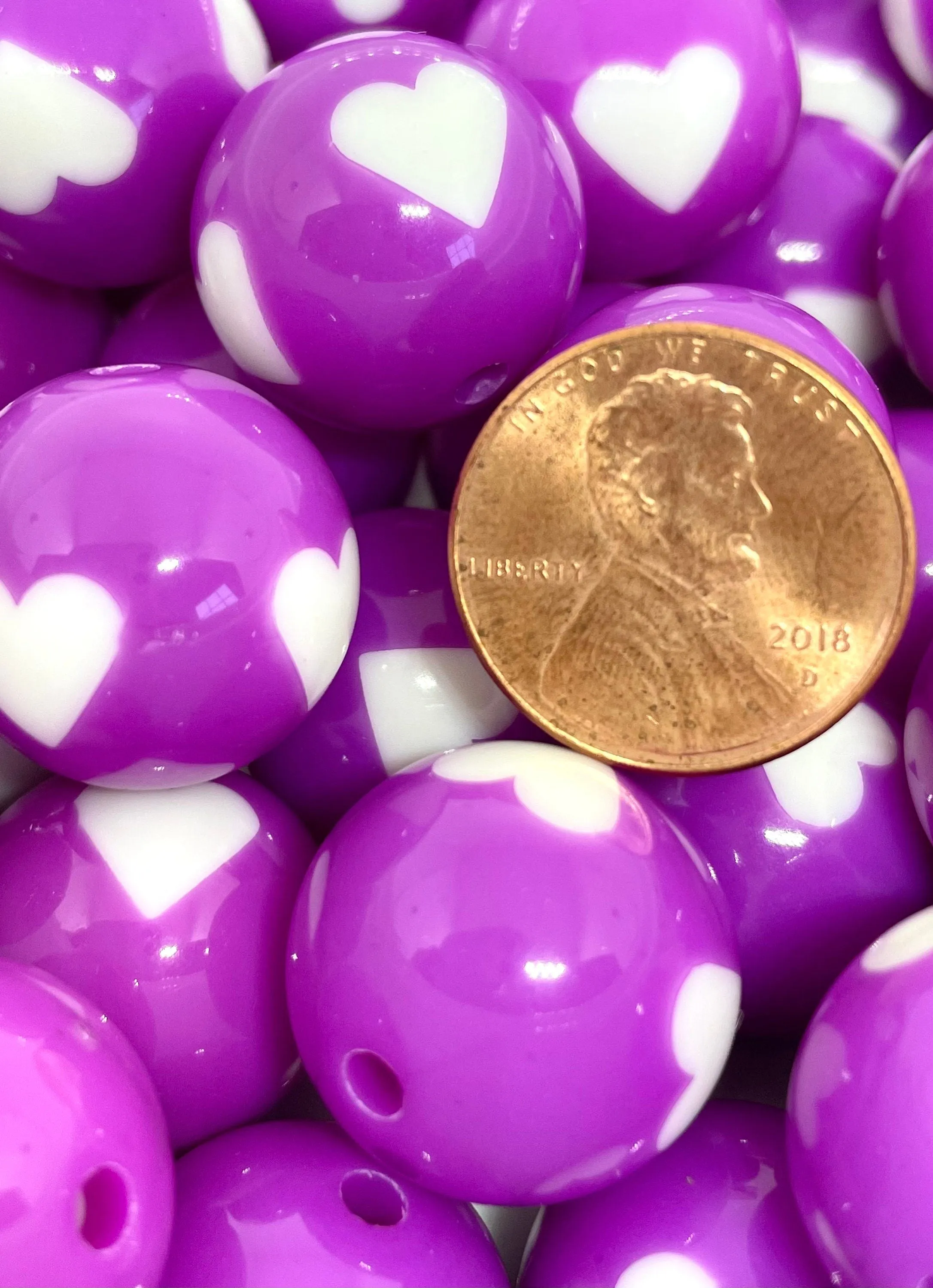 Violet Purple Chunky Beads for Jewelry Making, Large Purple Beads, Round Acrylic Beads for Chunky Necklace, 22mm Beads for Necklace