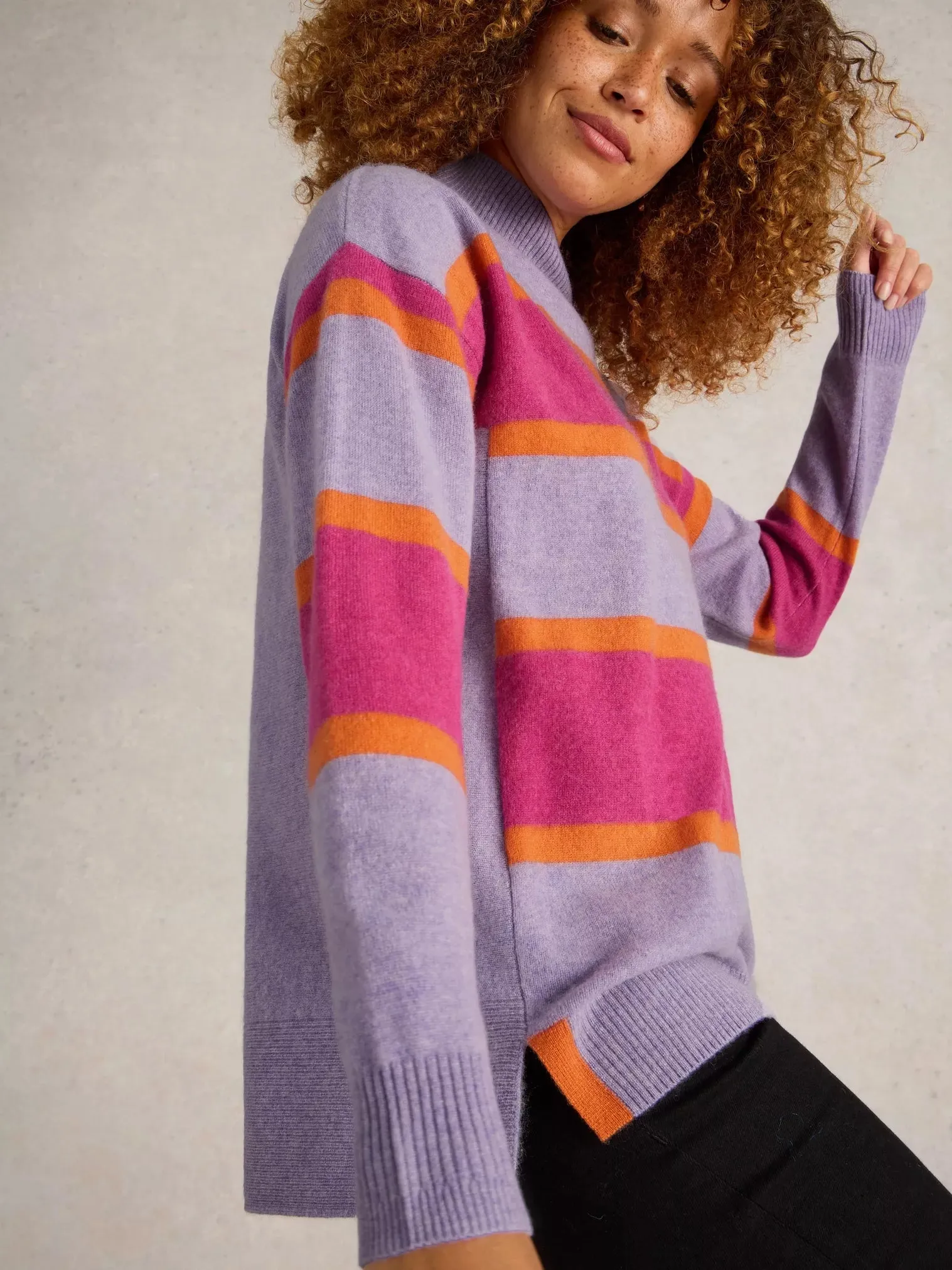 WHITE STUFF - HOLLY STRIPE CASHMERE